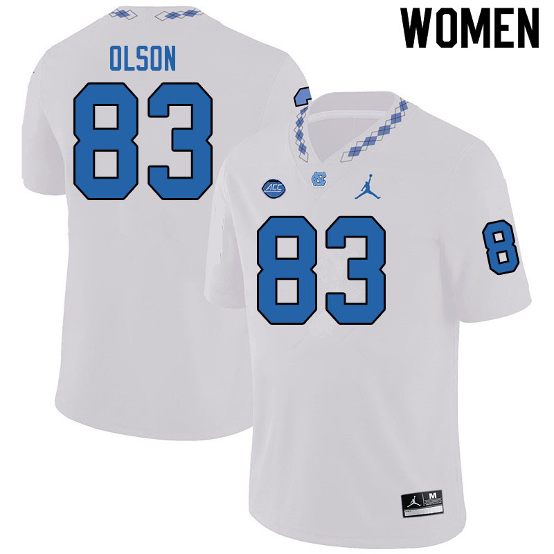Jordan Brand Women #83 Justin Olson North Carolina Tar Heels College Football Jerseys Sale-White